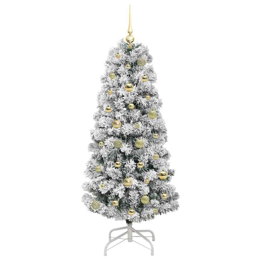 Kunstigt Hinged Juletræ 150 LED'er Grøn og Hvid 150 cm