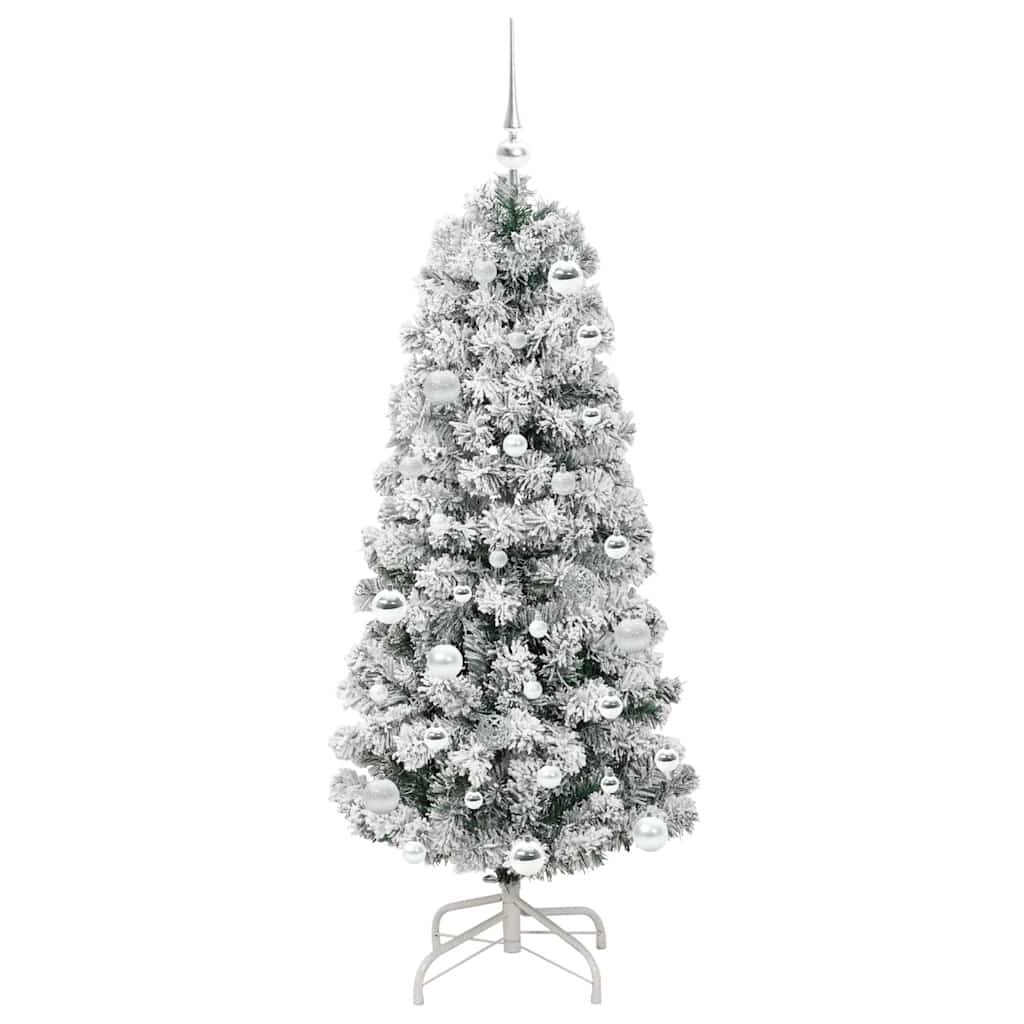 Kunstigt Hinged Juletræ 150 LED'er Grøn og Hvid 150 cm