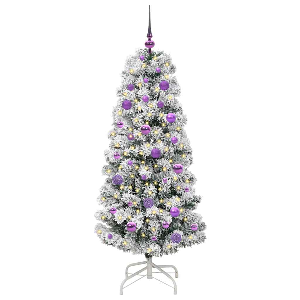 Kunstigt Hinged Juletræ 150 LED'er Grøn og Hvid 150 cm