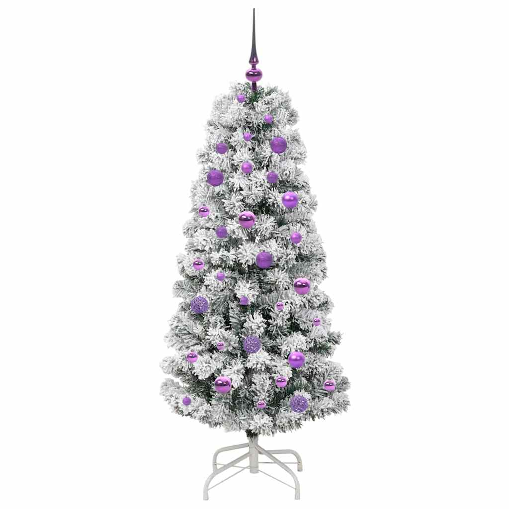 Kunstigt Hinged Juletræ 150 LED'er Grøn og Hvid 150 cm