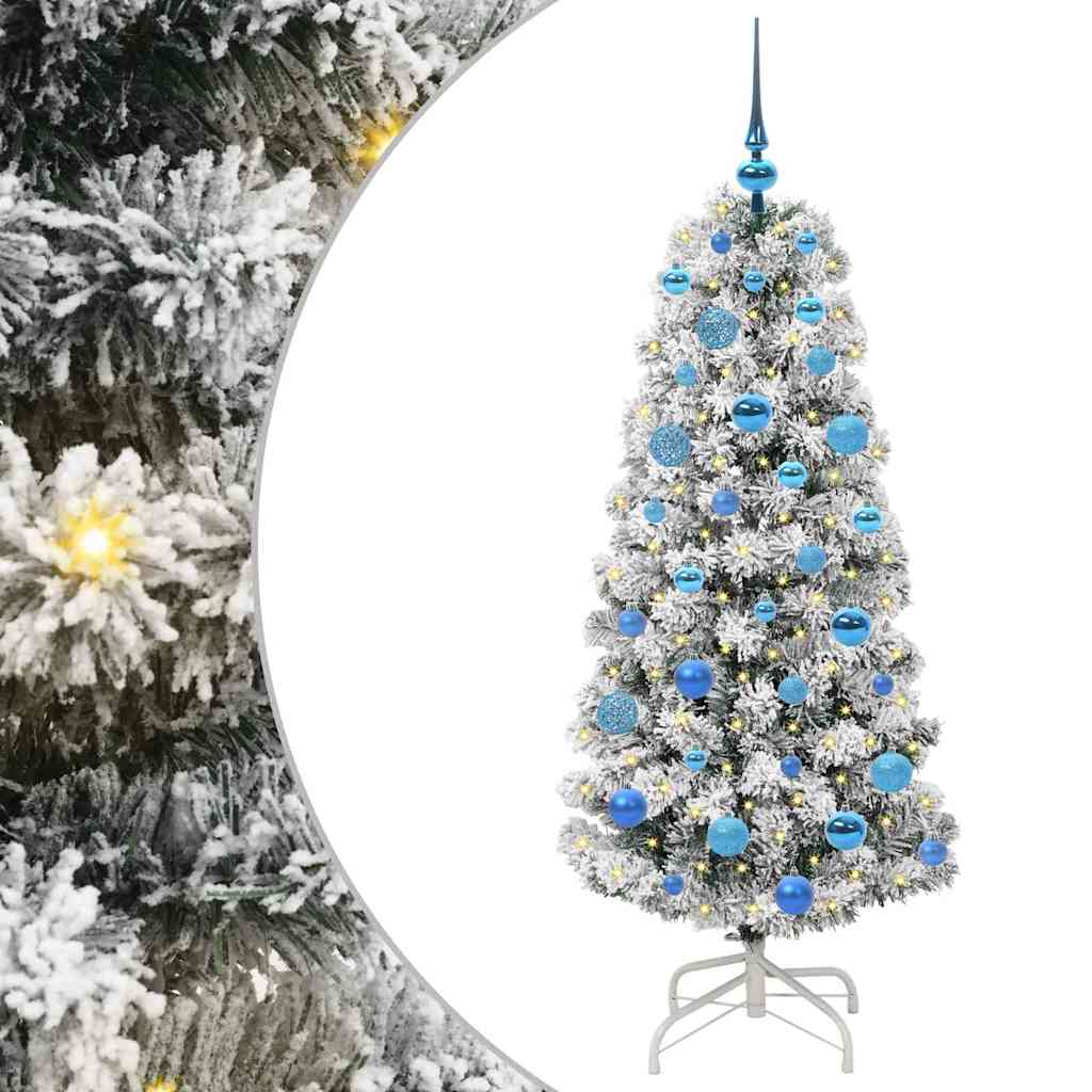 Kunstigt Hinged Juletræ 150 LED'er Grøn og Hvid 150 cm