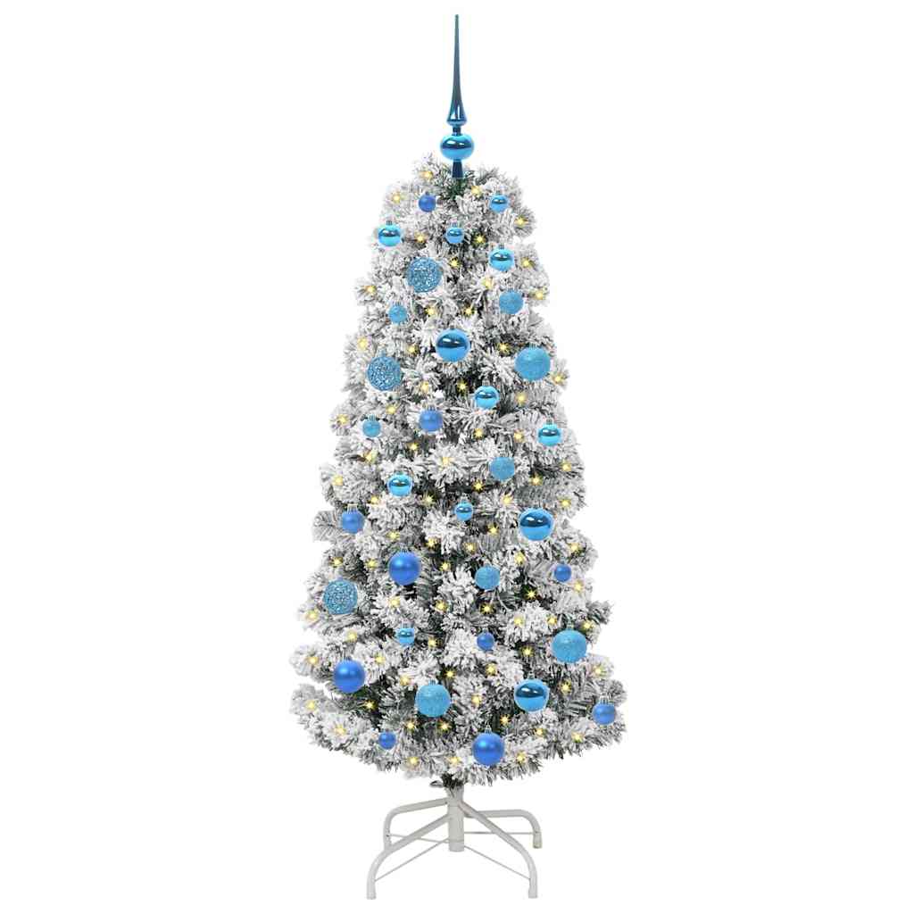 Kunstigt Hinged Juletræ 150 LED'er Grøn og Hvid 150 cm
