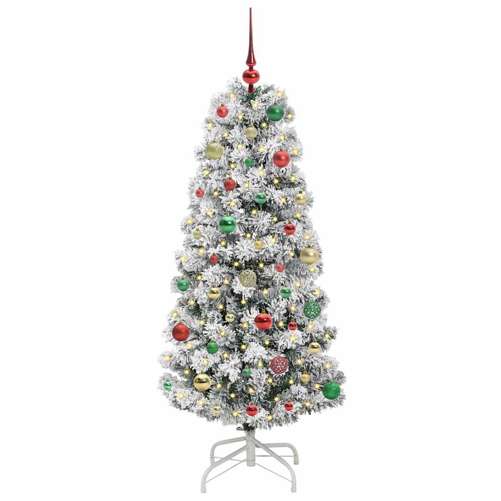 Kunstigt Hinged Juletræ 150 LED'er Grøn og Hvid 150 cm