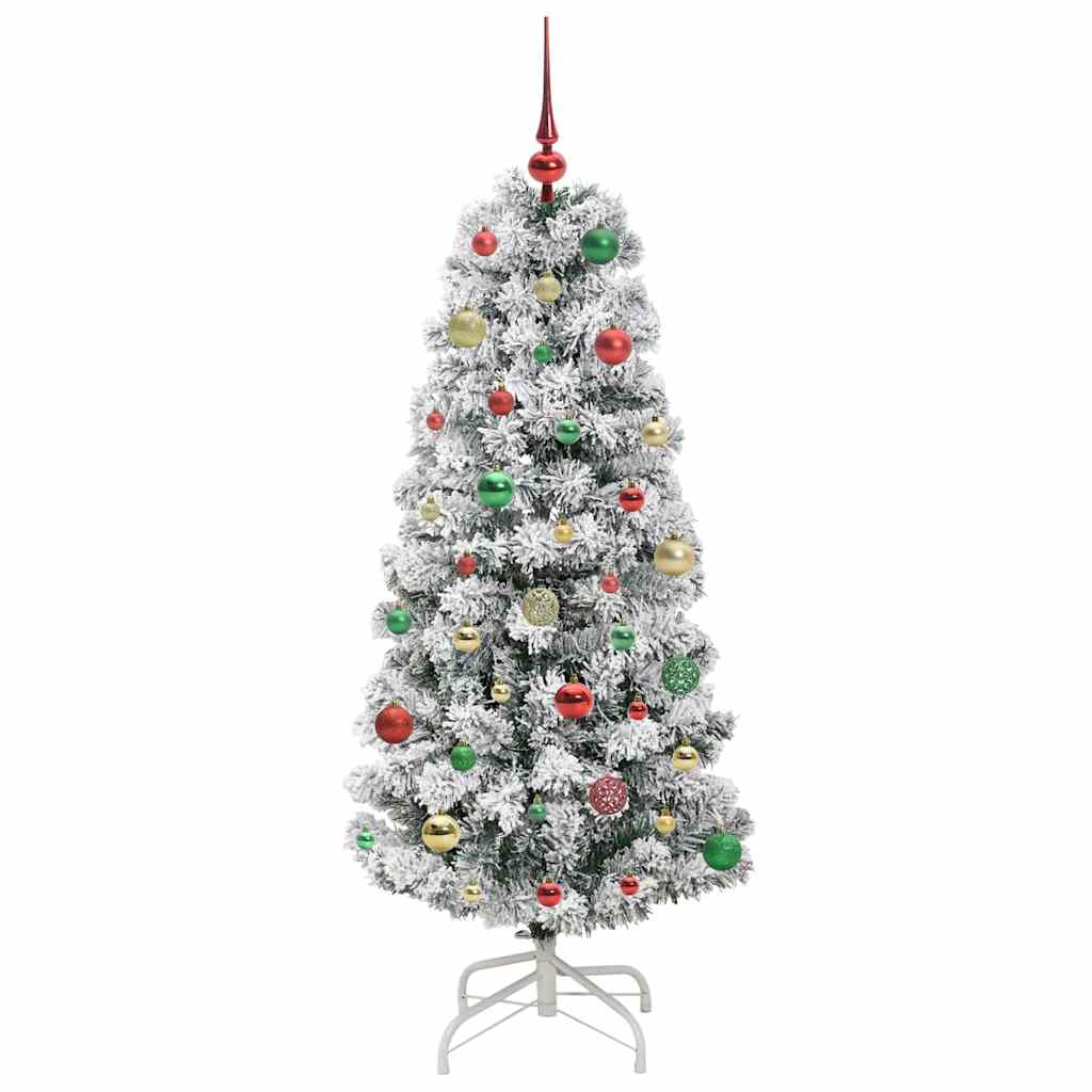Kunstigt Hinged Juletræ 150 LED'er Grøn og Hvid 150 cm