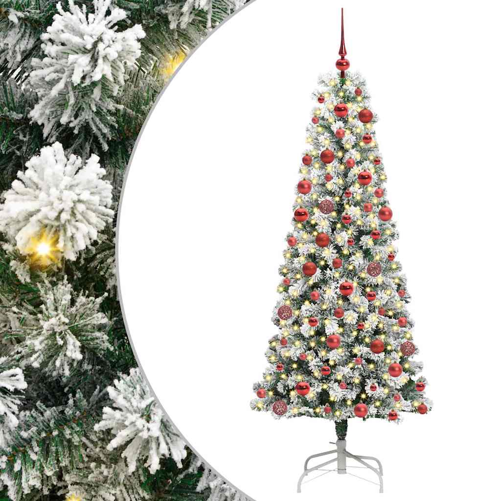 Kunstigt Hinged Juletræ 300 LED'er Grøn og Hvid 180 cm
