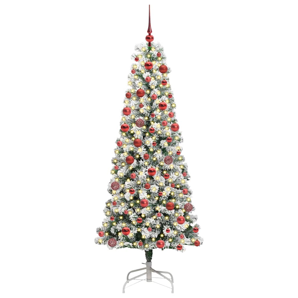 Kunstigt Hinged Juletræ 300 LED'er Grøn og Hvid 180 cm