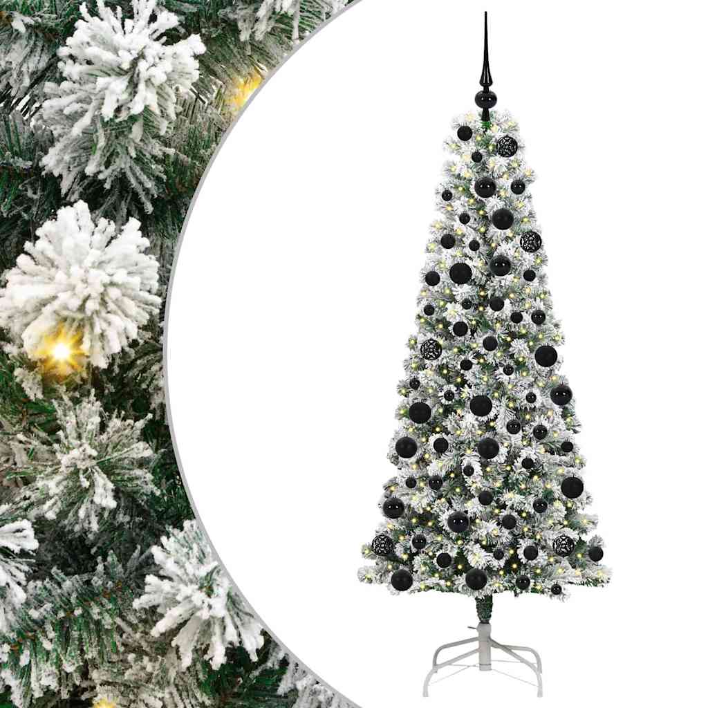 Kunstigt Hinged Juletræ 300 LED'er Grøn og Hvid 180 cm