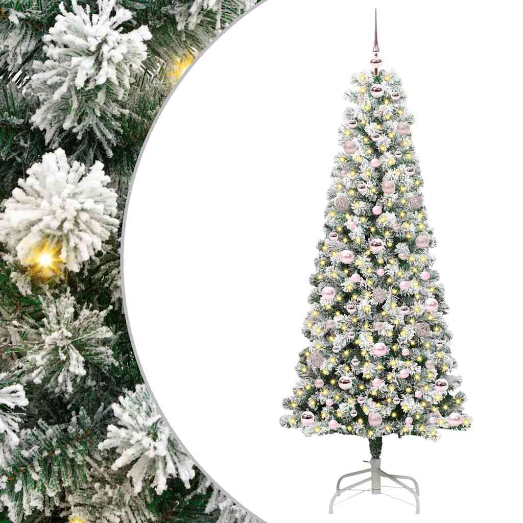 Kunstigt Hinged Juletræ 300 LED'er Grøn og Hvid 180 cm