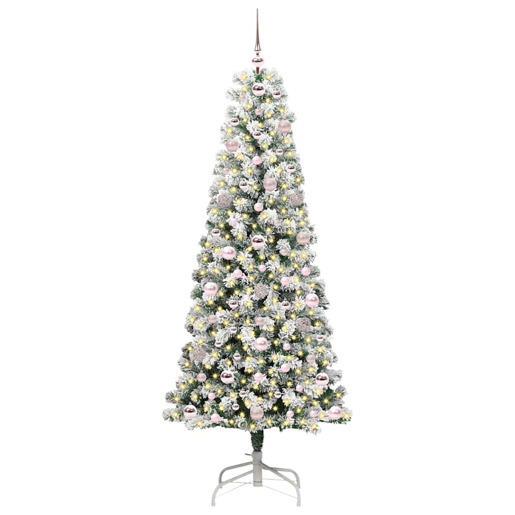 Kunstigt Hinged Juletræ 300 LED'er Grøn og Hvid 180 cm