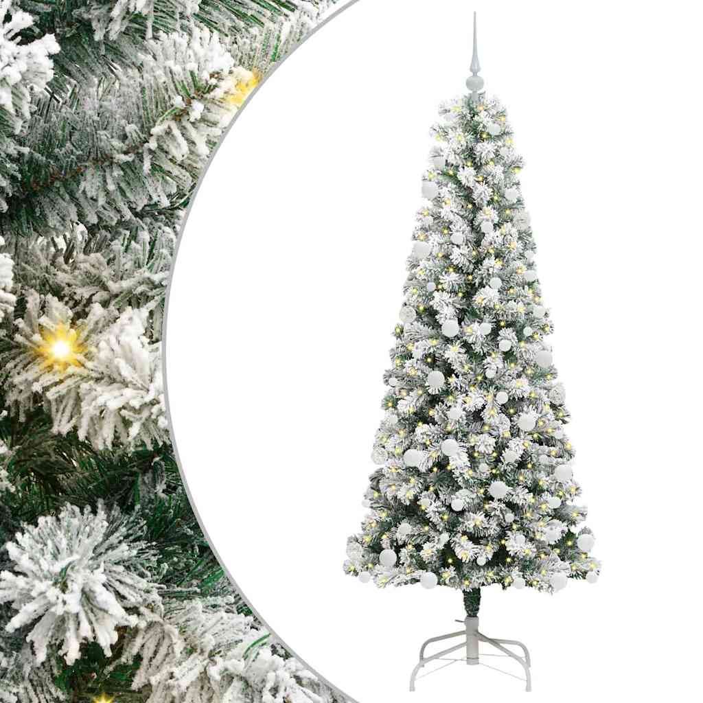 Kunstigt Hinged Juletræ 300 LED'er Grøn og Hvid 180 cm