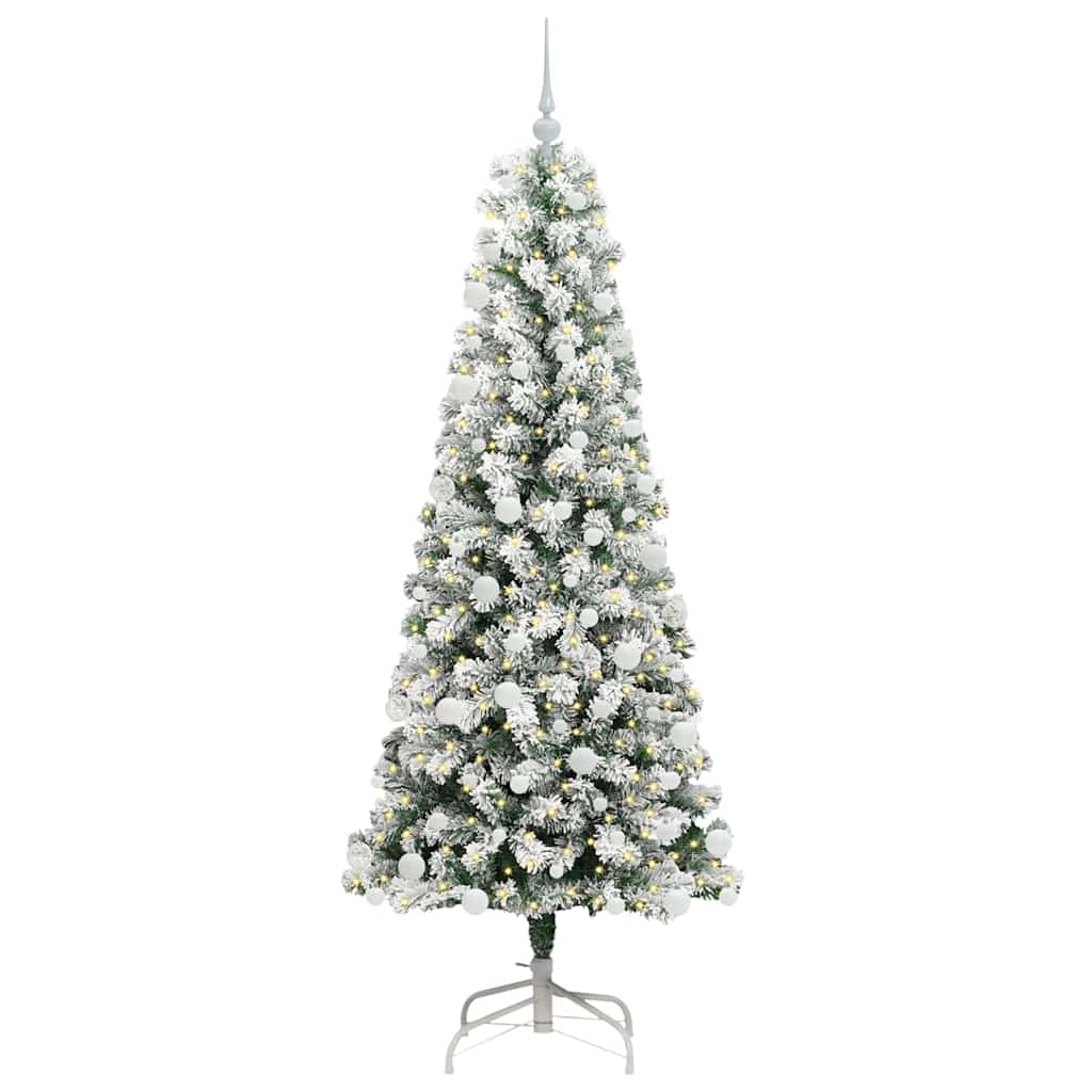 Kunstigt Hinged Juletræ 300 LED'er Grøn og Hvid 180 cm