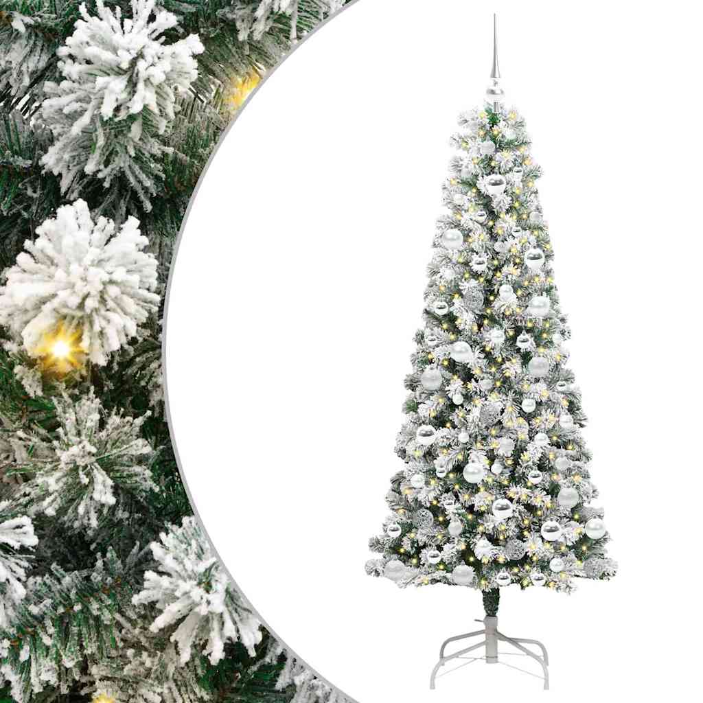 Kunstigt Hinged Juletræ 300 LED'er Grøn og Hvid 180 cm