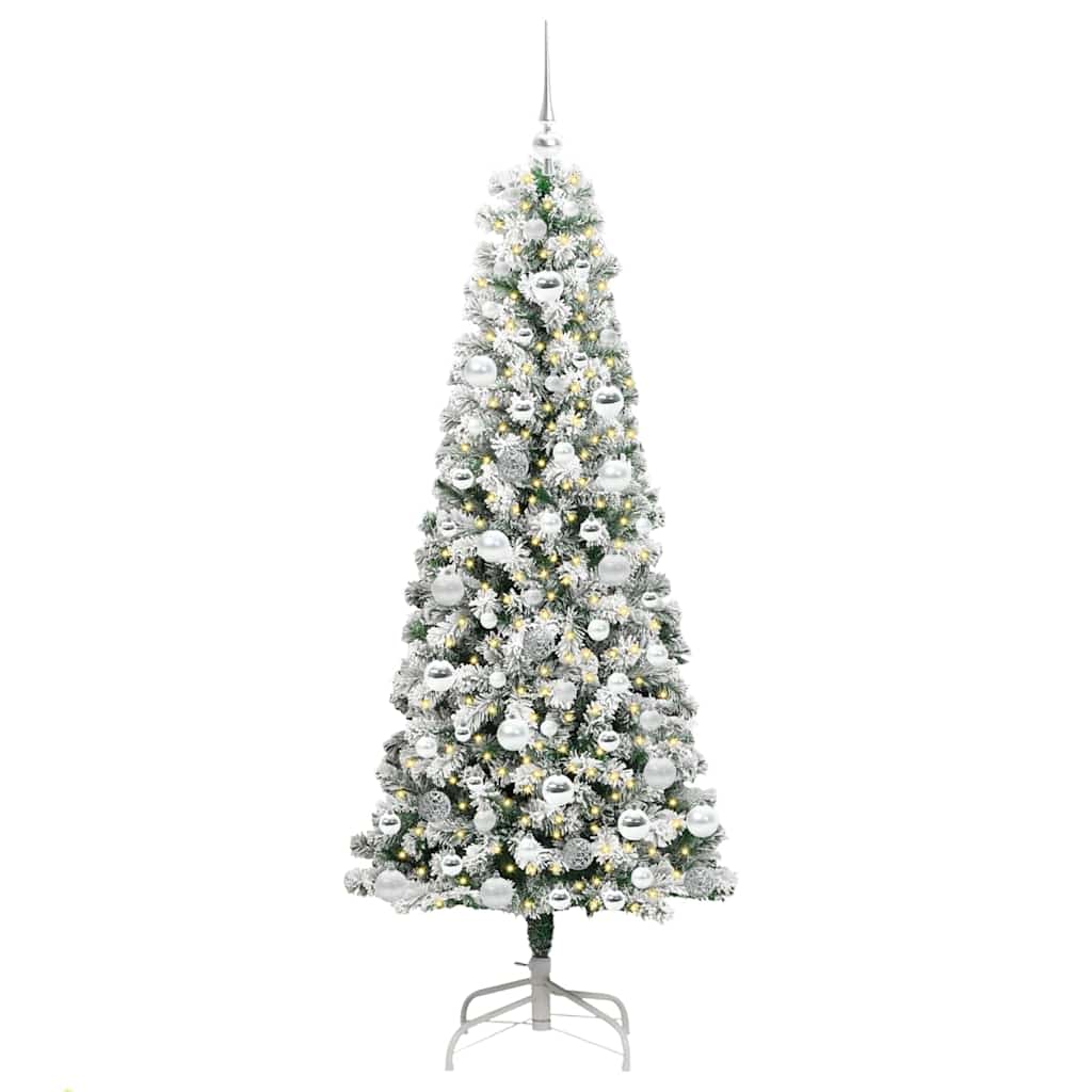 Kunstigt Hinged Juletræ 300 LED'er Grøn og Hvid 180 cm
