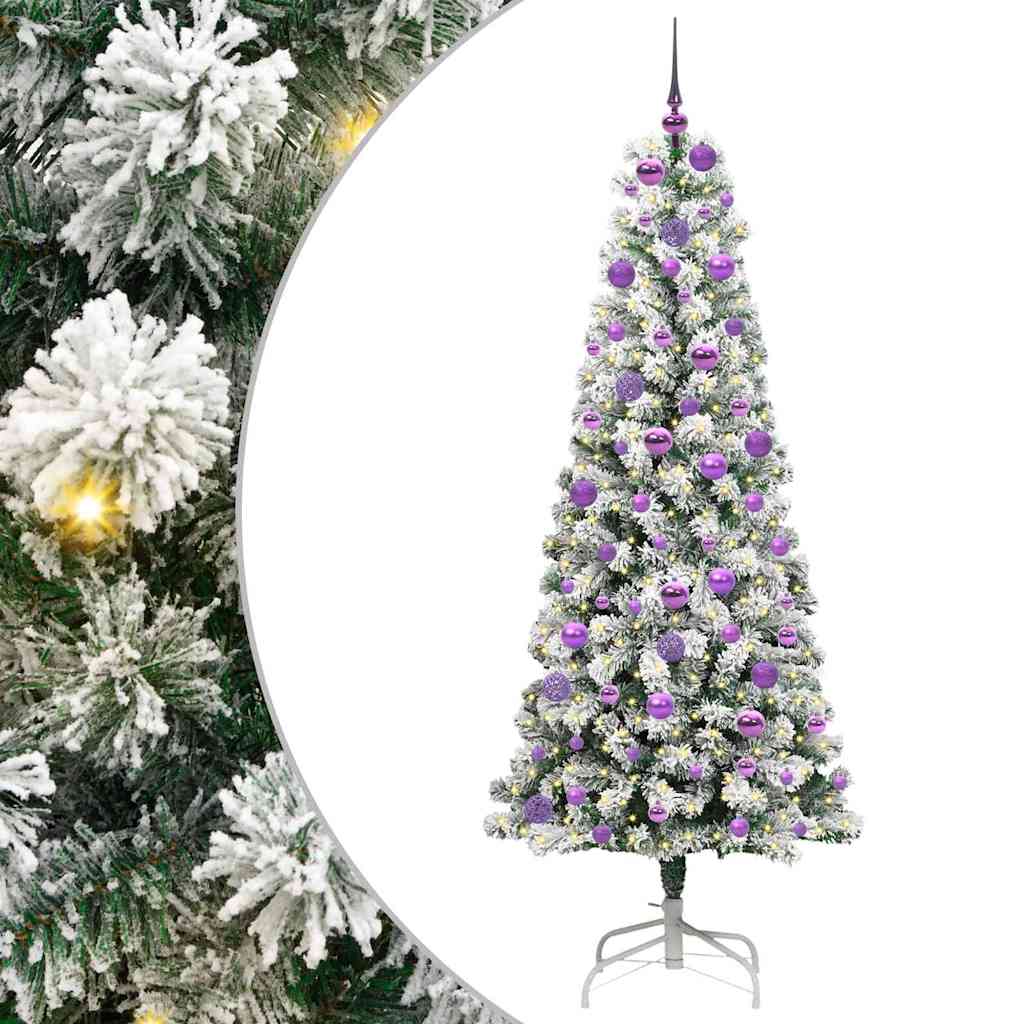 Kunstigt Hinged Juletræ 300 LED'er Grøn og Hvid 180 cm