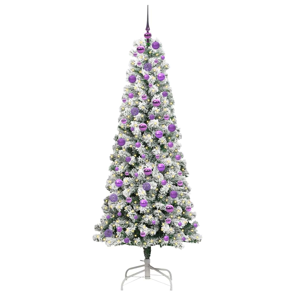 Kunstigt Hinged Juletræ 300 LED'er Grøn og Hvid 180 cm