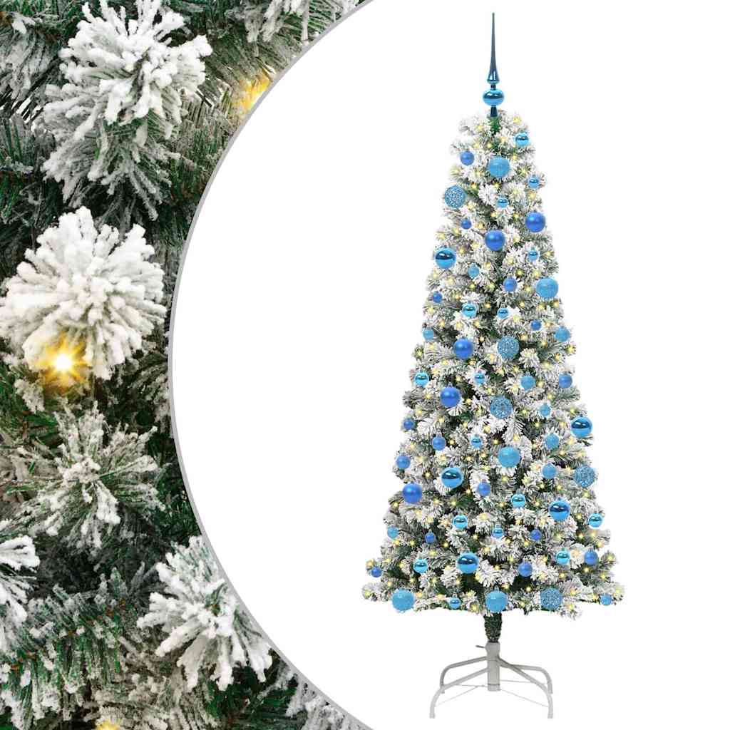 Kunstigt Hinged Juletræ 300 LED'er Grøn og Hvid 180 cm
