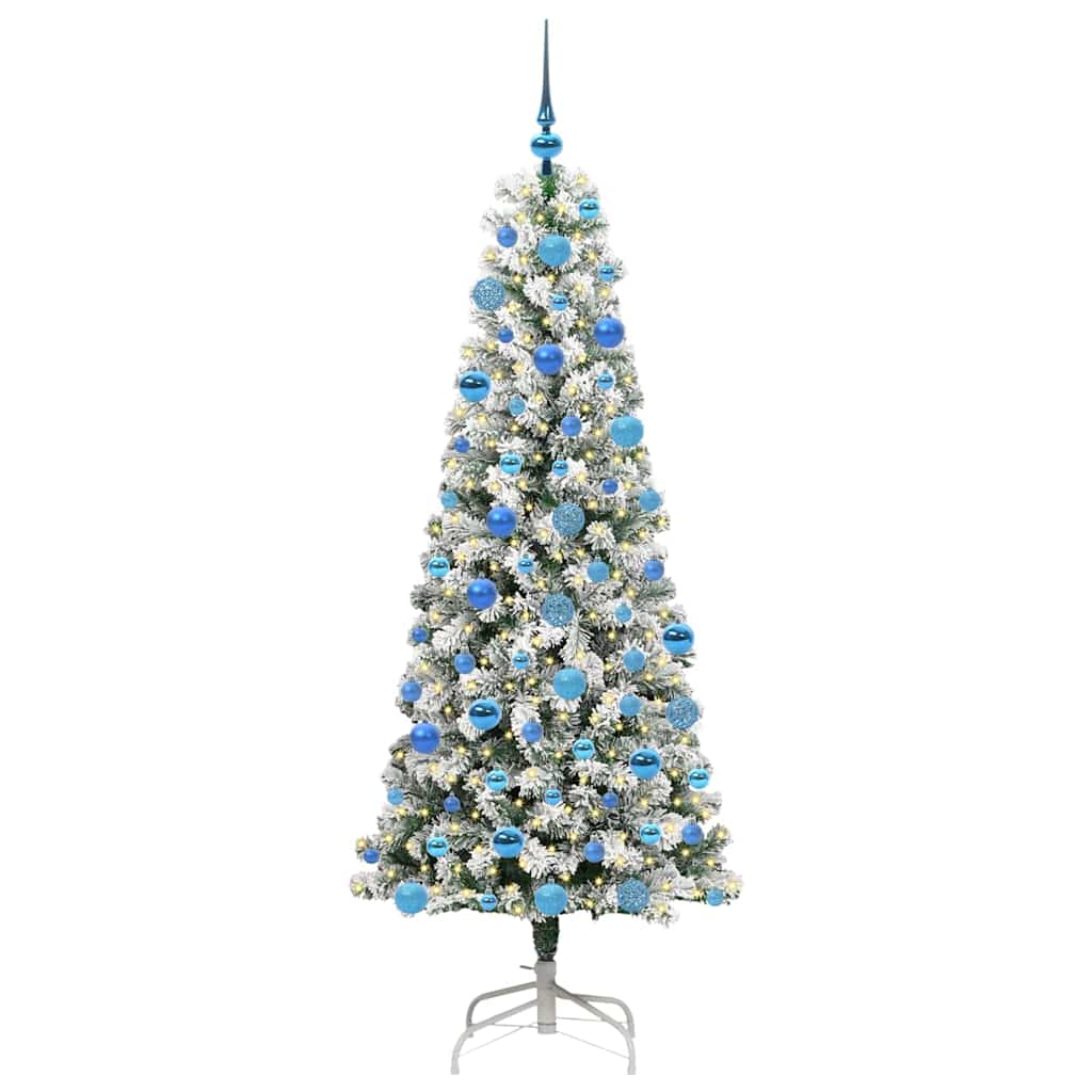 Kunstigt Hinged Juletræ 300 LED'er Grøn og Hvid 180 cm