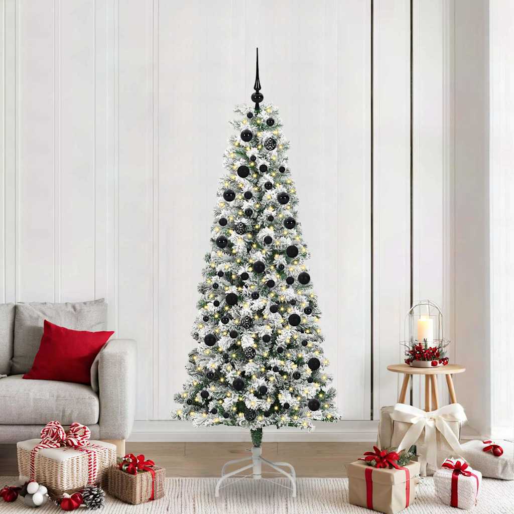 Kunstigt Hinged Juletræ 300 LED'er Grøn og Hvid 210 cm