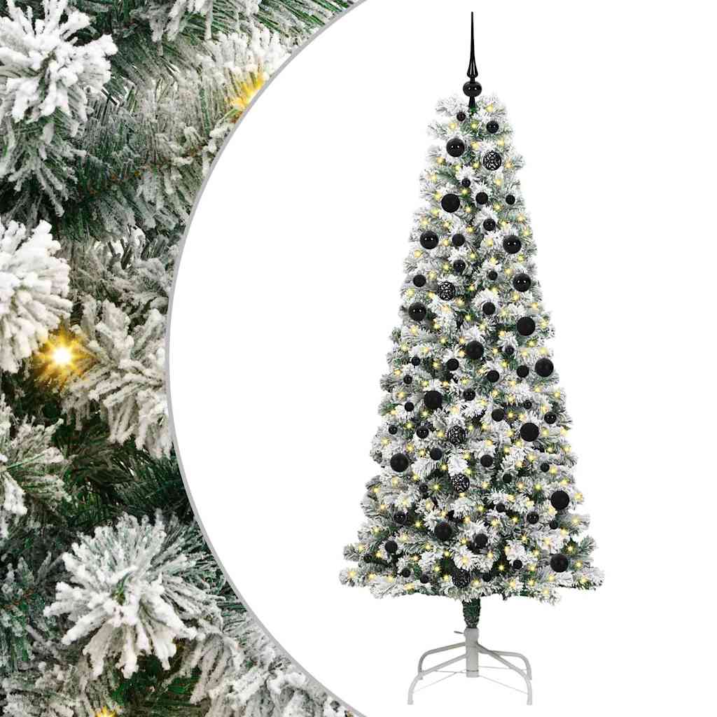 Kunstigt Hinged Juletræ 300 LED'er Grøn og Hvid 210 cm