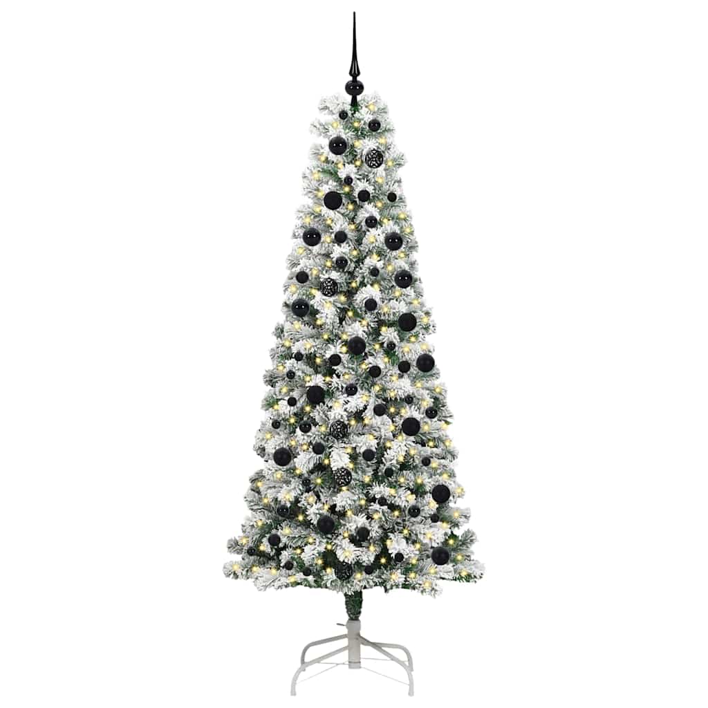 Kunstigt Hinged Juletræ 300 LED'er Grøn og Hvid 210 cm