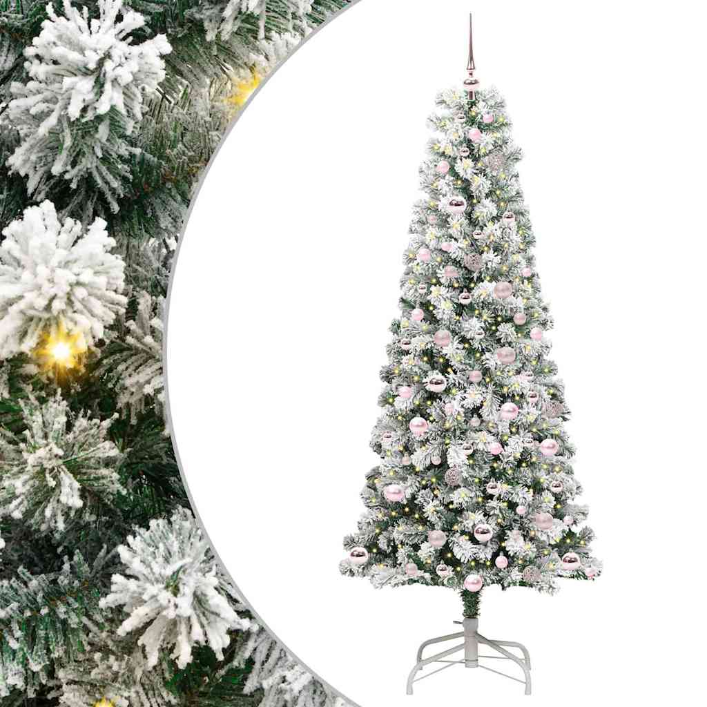 Kunstigt Hinged Juletræ 300 LED'er Grøn og Hvid 210 cm