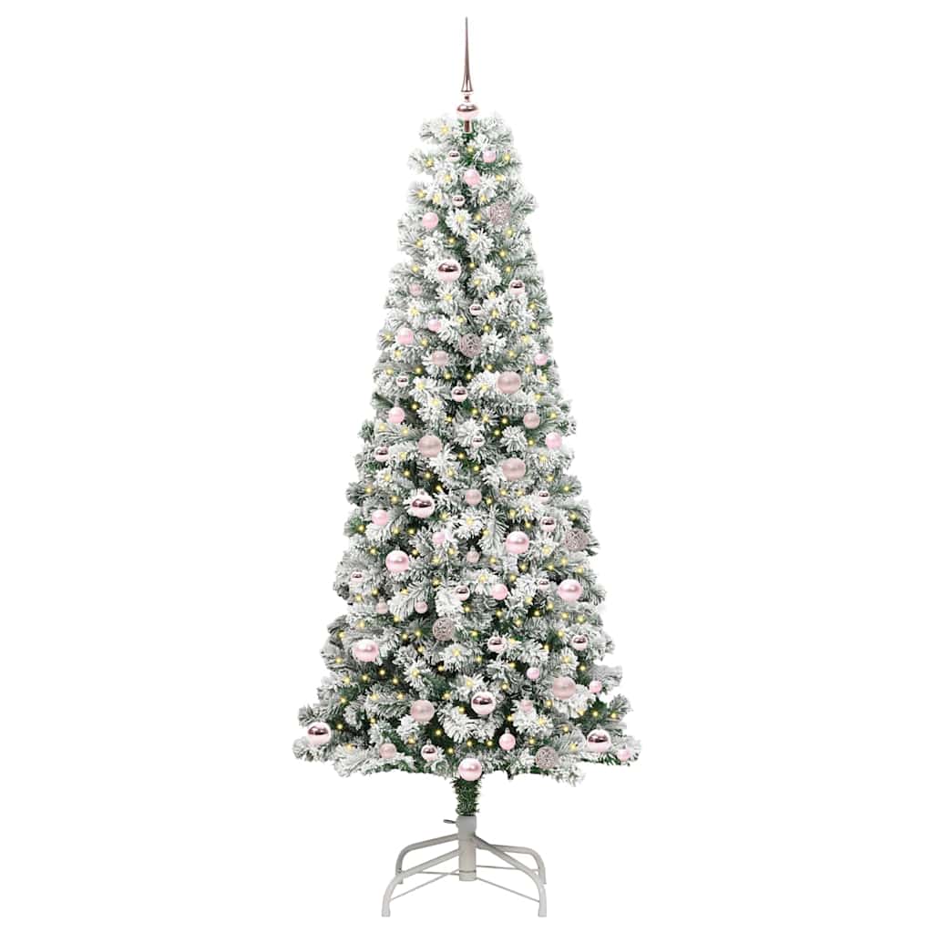 Kunstigt Hinged Juletræ 300 LED'er Grøn og Hvid 210 cm