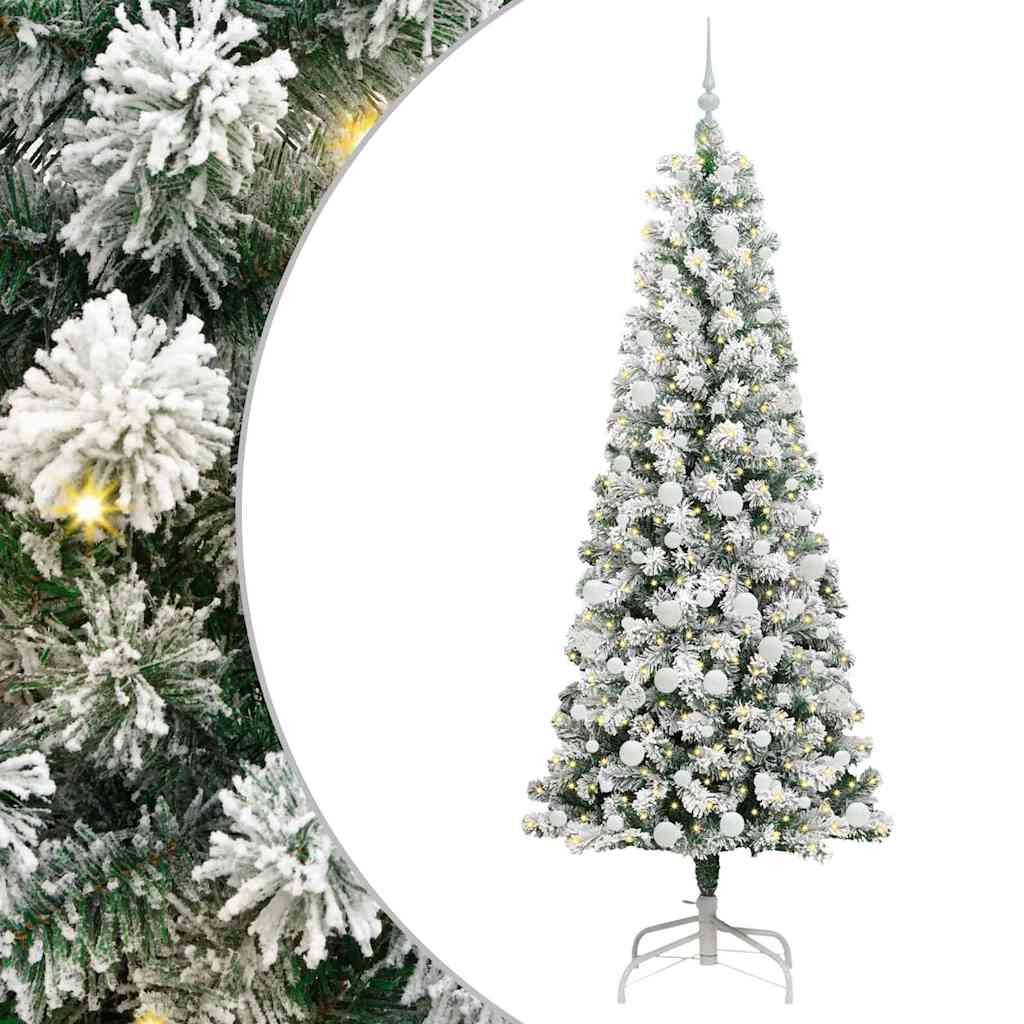 Kunstigt Hinged Juletræ 300 LED'er Grøn og Hvid 210 cm