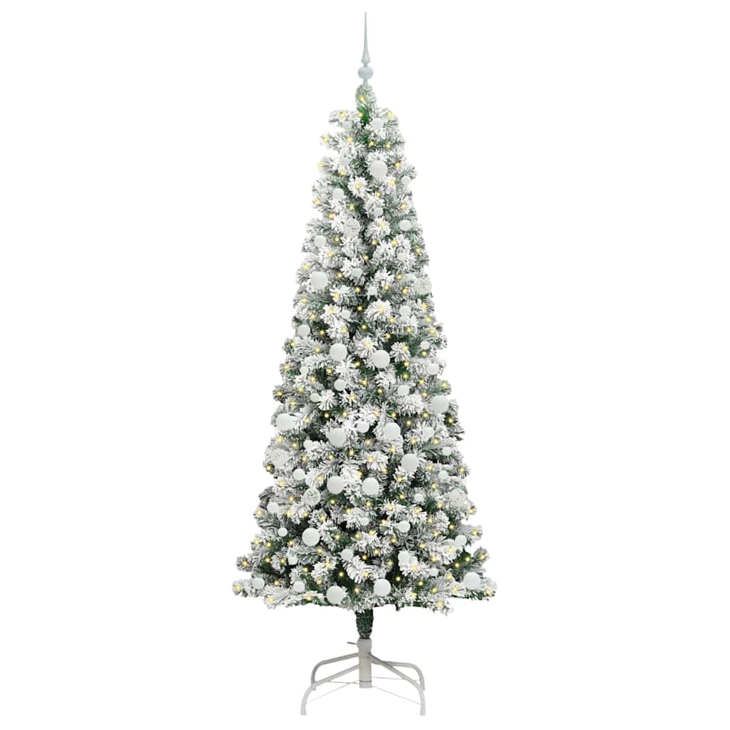 Kunstigt Hinged Juletræ 300 LED'er Grøn og Hvid 210 cm