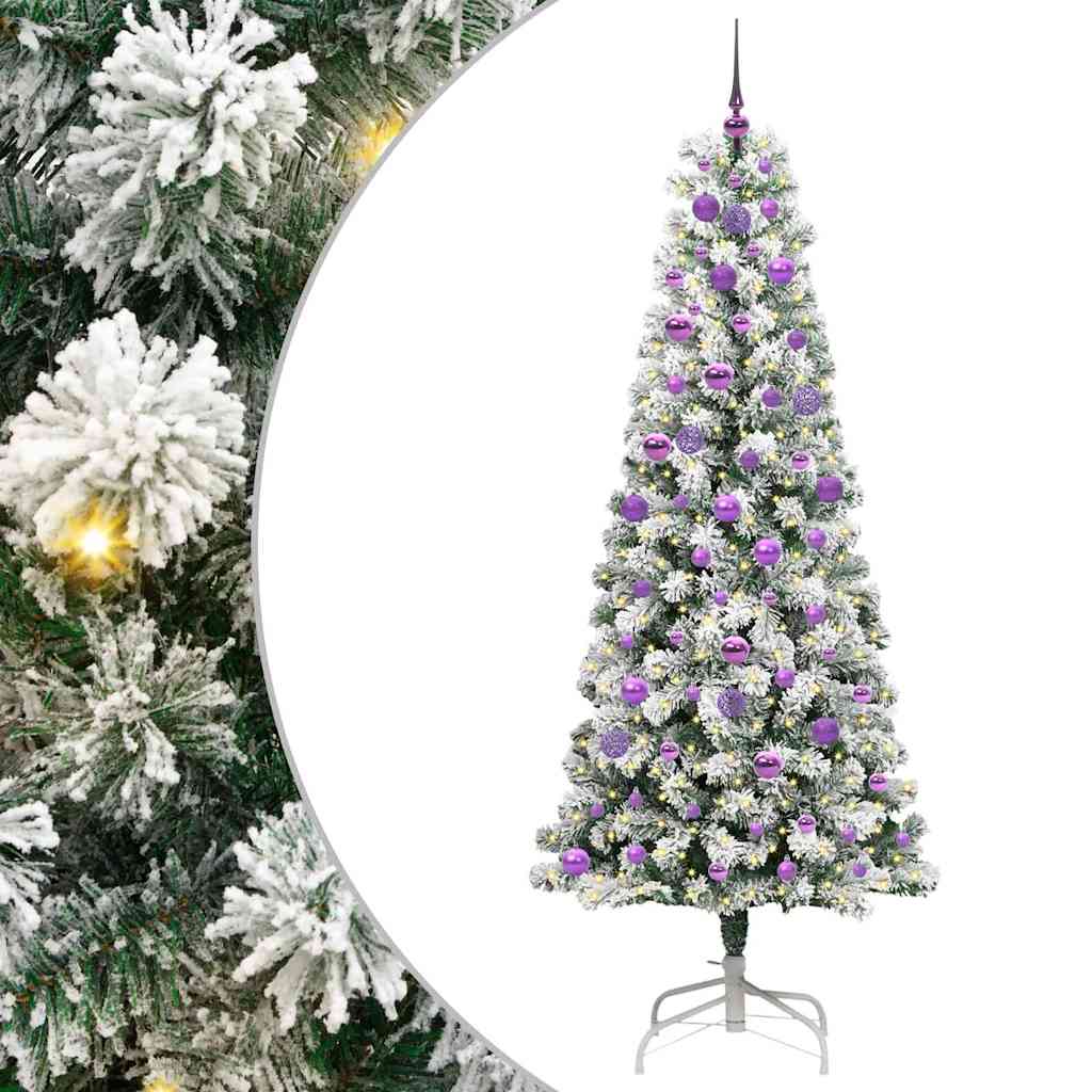 Kunstigt Hinged Juletræ 300 LED'er Grøn og Hvid 210 cm