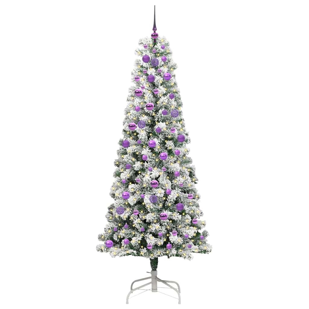 Kunstigt Hinged Juletræ 300 LED'er Grøn og Hvid 210 cm