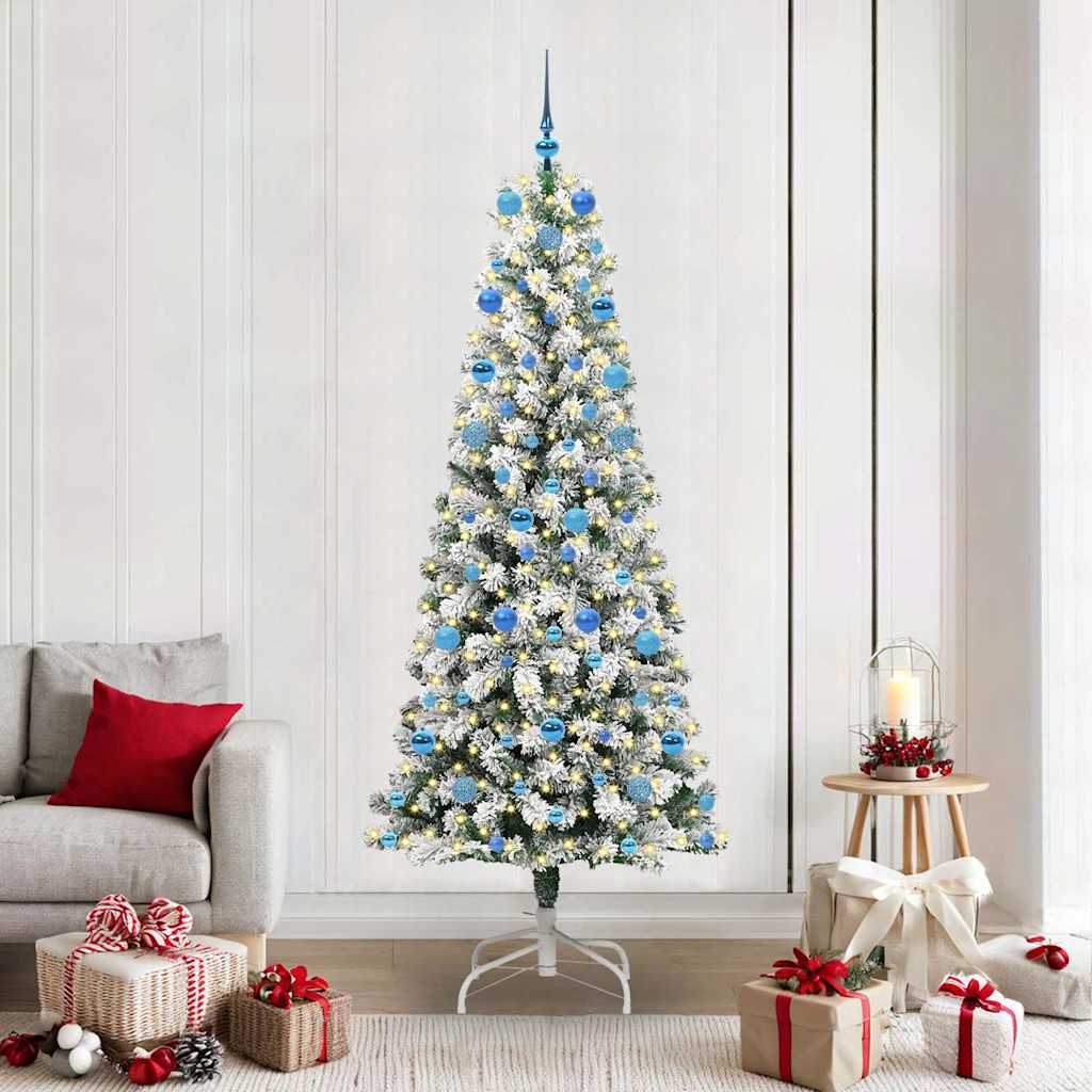 Kunstigt Hinged Juletræ 300 LED'er Grøn og Hvid 210 cm