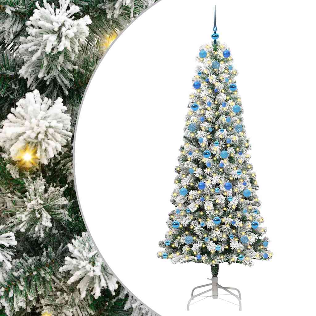 Kunstigt Hinged Juletræ 300 LED'er Grøn og Hvid 210 cm