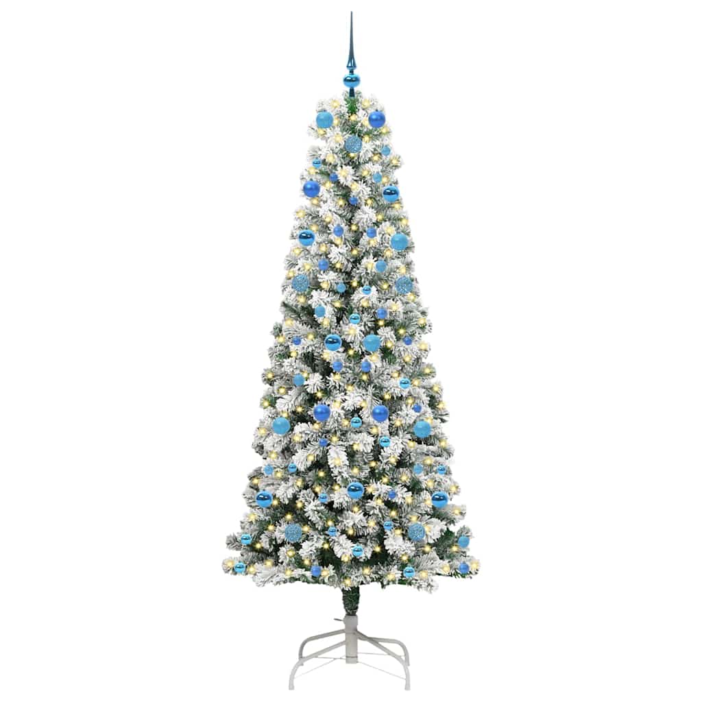 Kunstigt Hinged Juletræ 300 LED'er Grøn og Hvid 210 cm