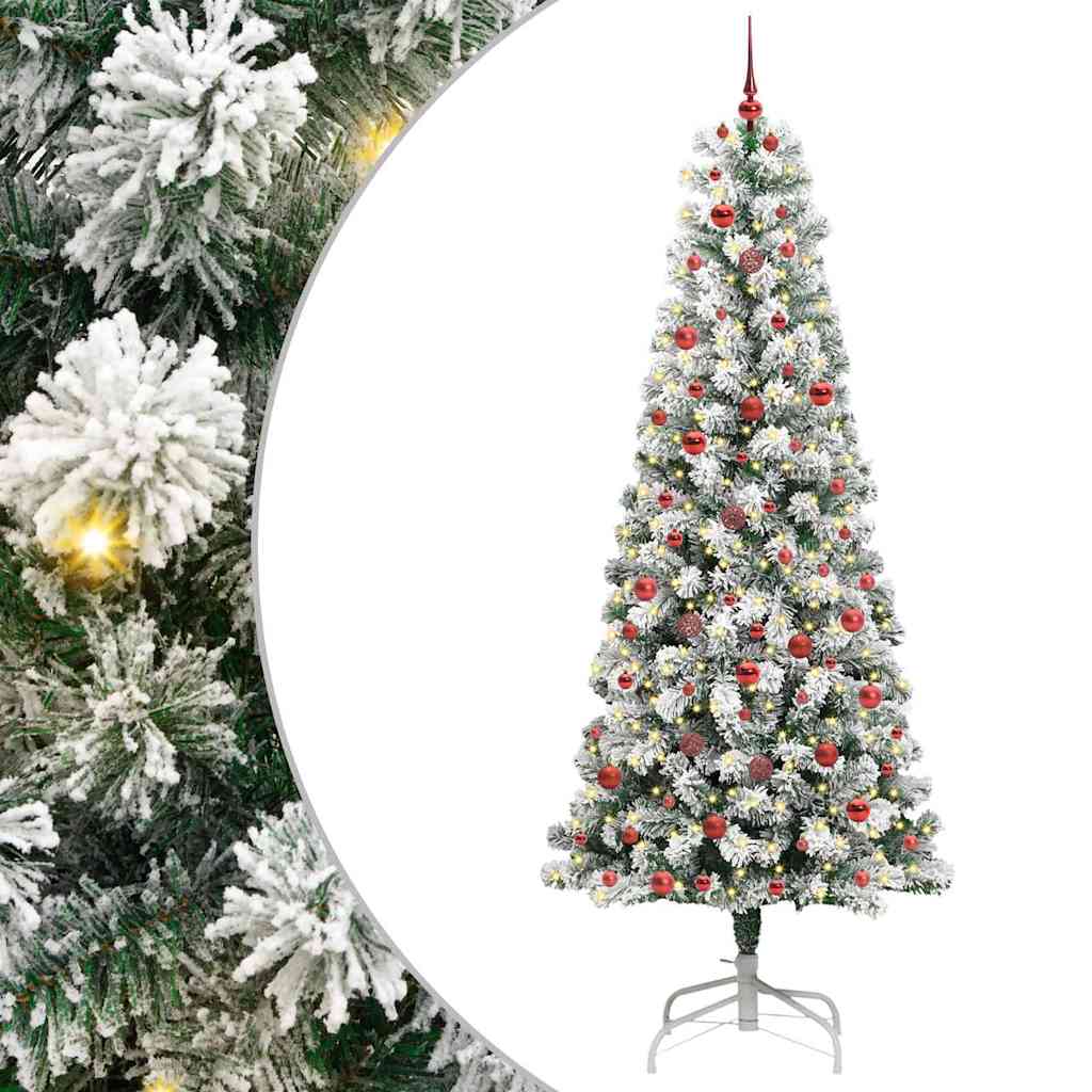 Kunstigt Hinged Juletræ 300 LED'er Grøn og Hvid 240 cm