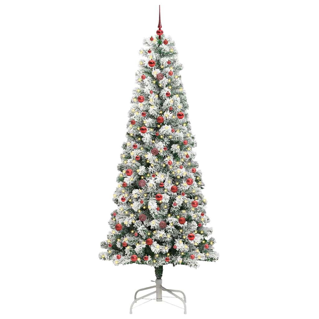 Kunstigt Hinged Juletræ 300 LED'er Grøn og Hvid 240 cm