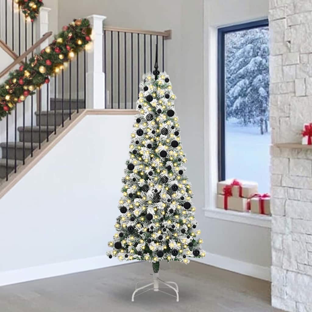 Kunstigt Hinged Juletræ 300 LED'er Grøn og Hvid 240 cm