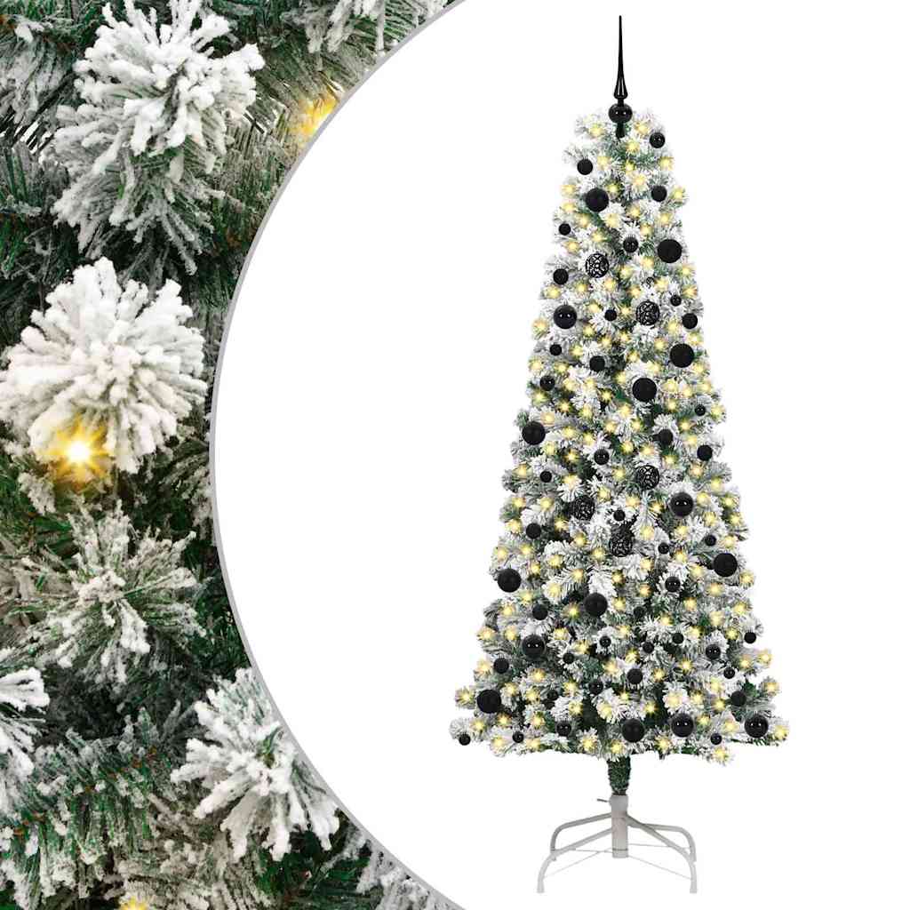 Kunstigt Hinged Juletræ 300 LED'er Grøn og Hvid 240 cm