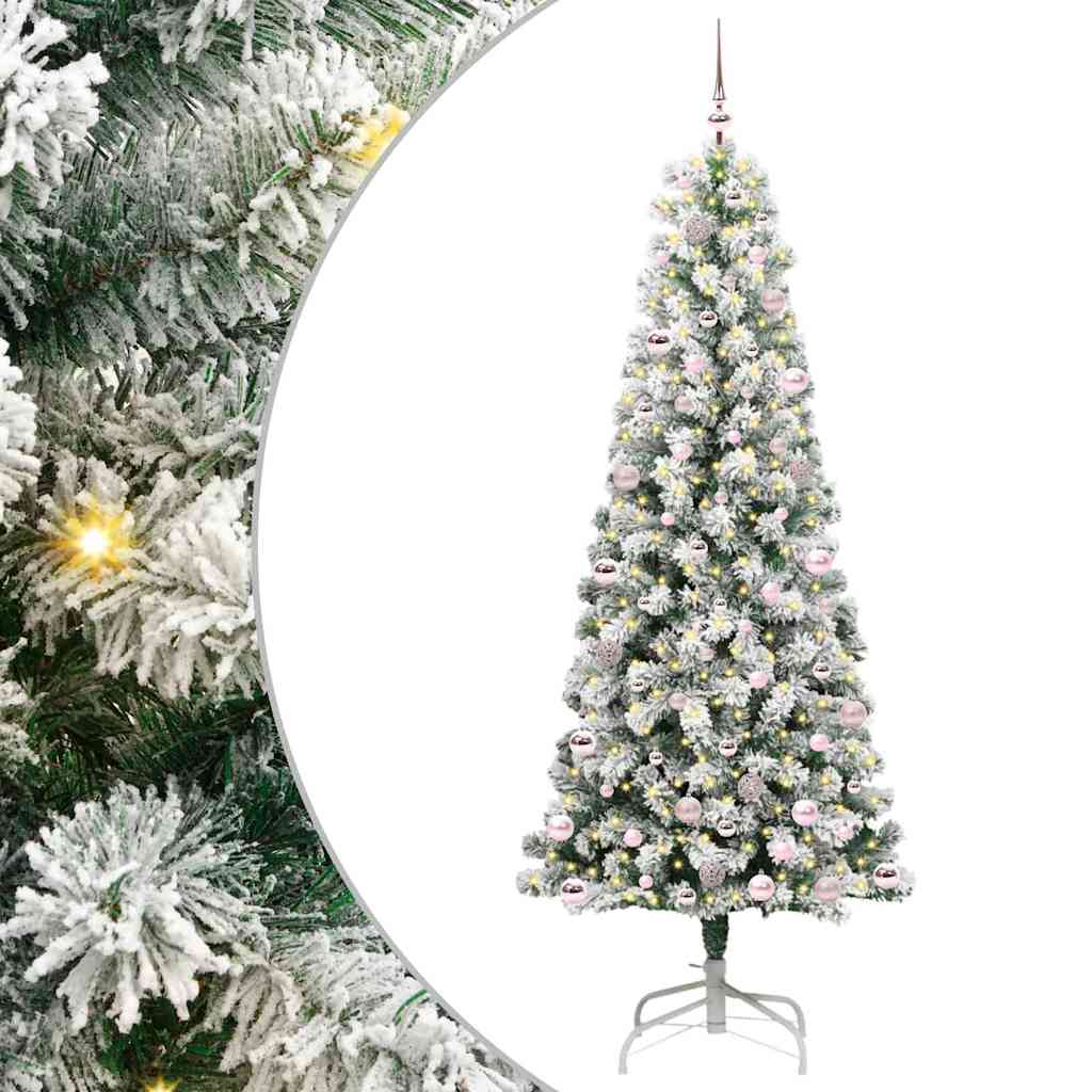 Kunstigt Hinged Juletræ 300 LED'er Grøn og Hvid 240 cm