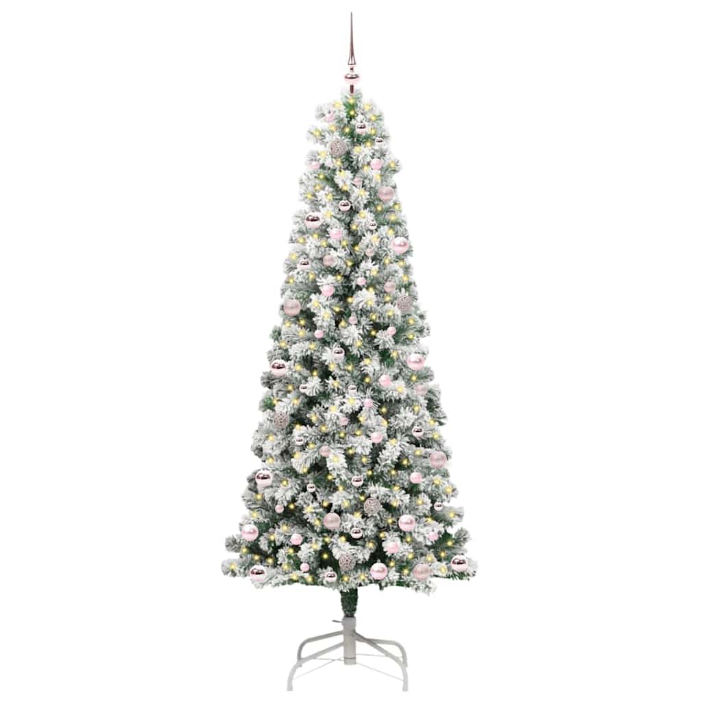 Kunstigt Hinged Juletræ 300 LED'er Grøn og Hvid 240 cm
