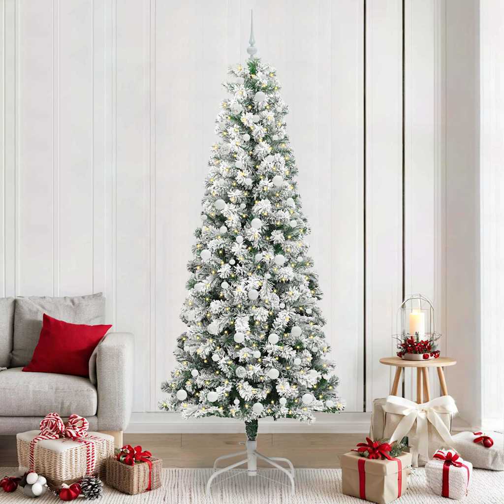 Kunstigt Hinged Juletræ 300 LED'er Grøn og Hvid 240 cm