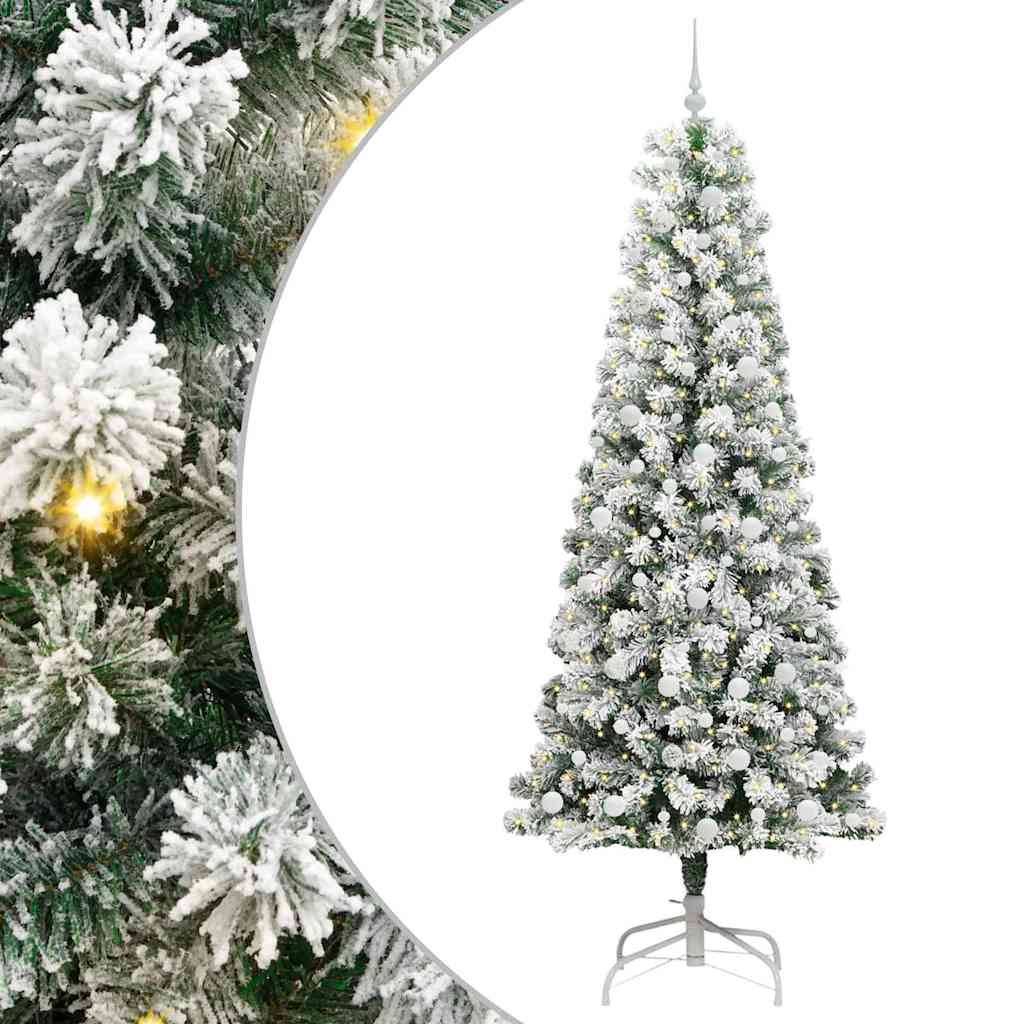 Kunstigt Hinged Juletræ 300 LED'er Grøn og Hvid 240 cm