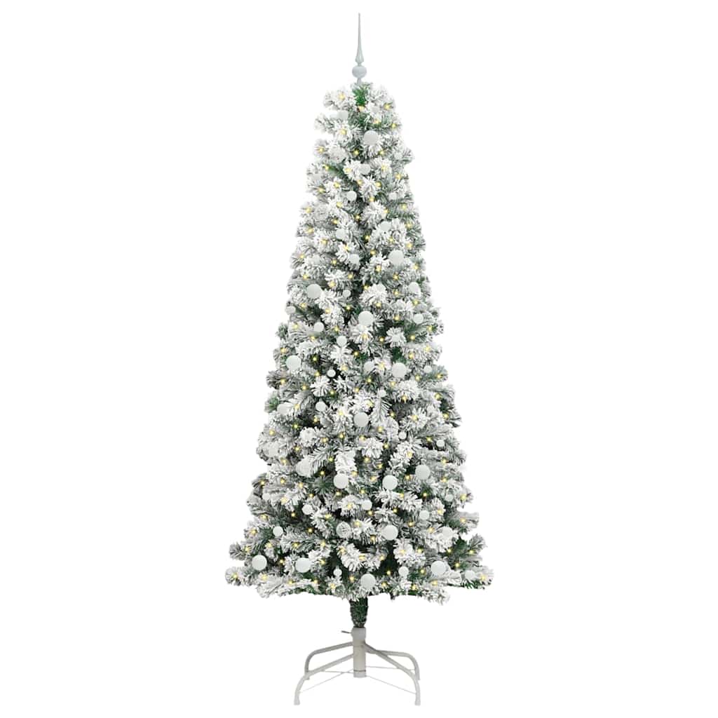Kunstigt Hinged Juletræ 300 LED'er Grøn og Hvid 240 cm