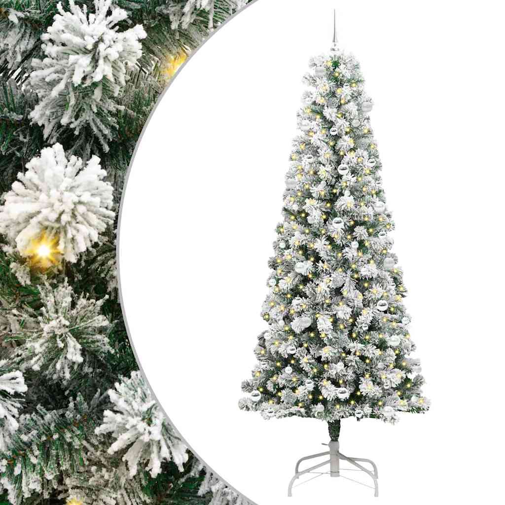 Kunstigt Hinged Juletræ 300 LED'er Grøn og Hvid 240 cm