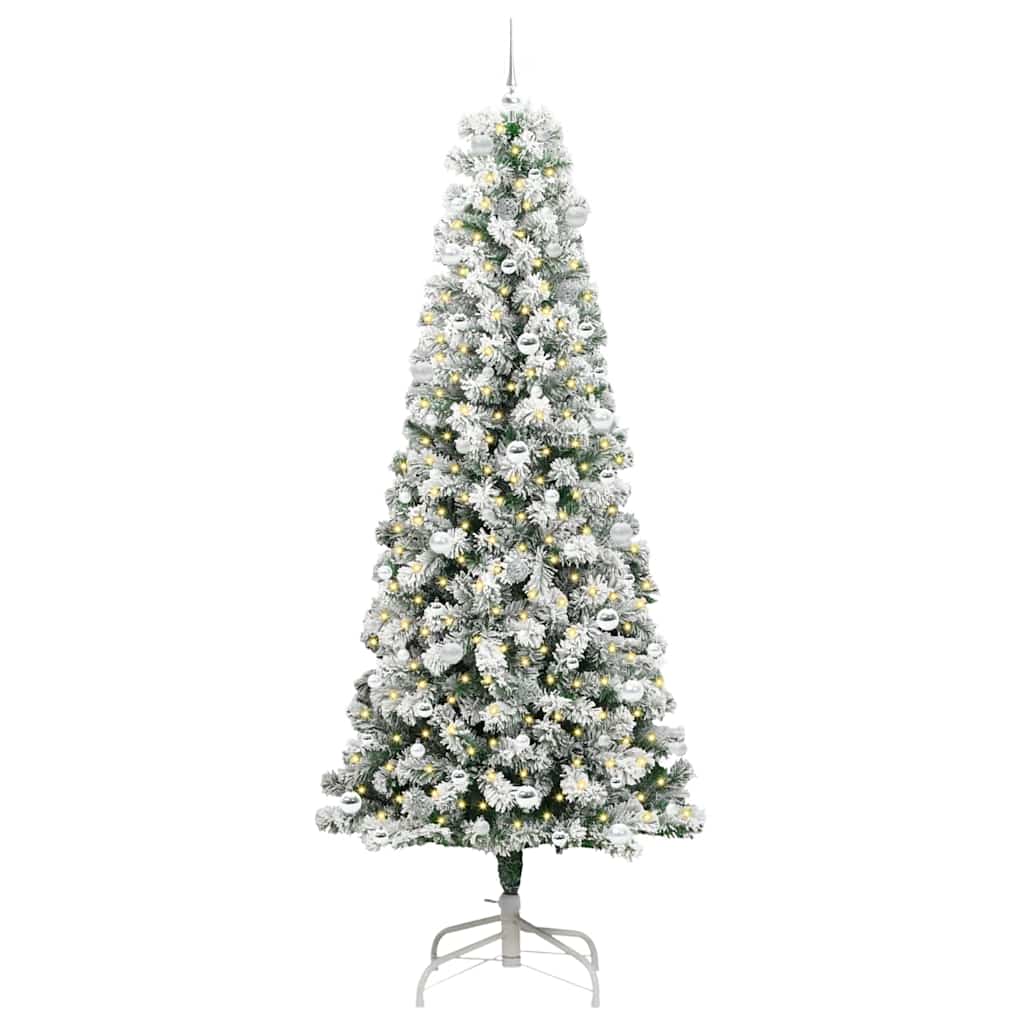 Kunstigt Hinged Juletræ 300 LED'er Grøn og Hvid 240 cm