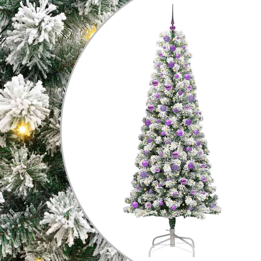 Kunstigt Hinged Juletræ 300 LED'er Grøn og Hvid 240 cm