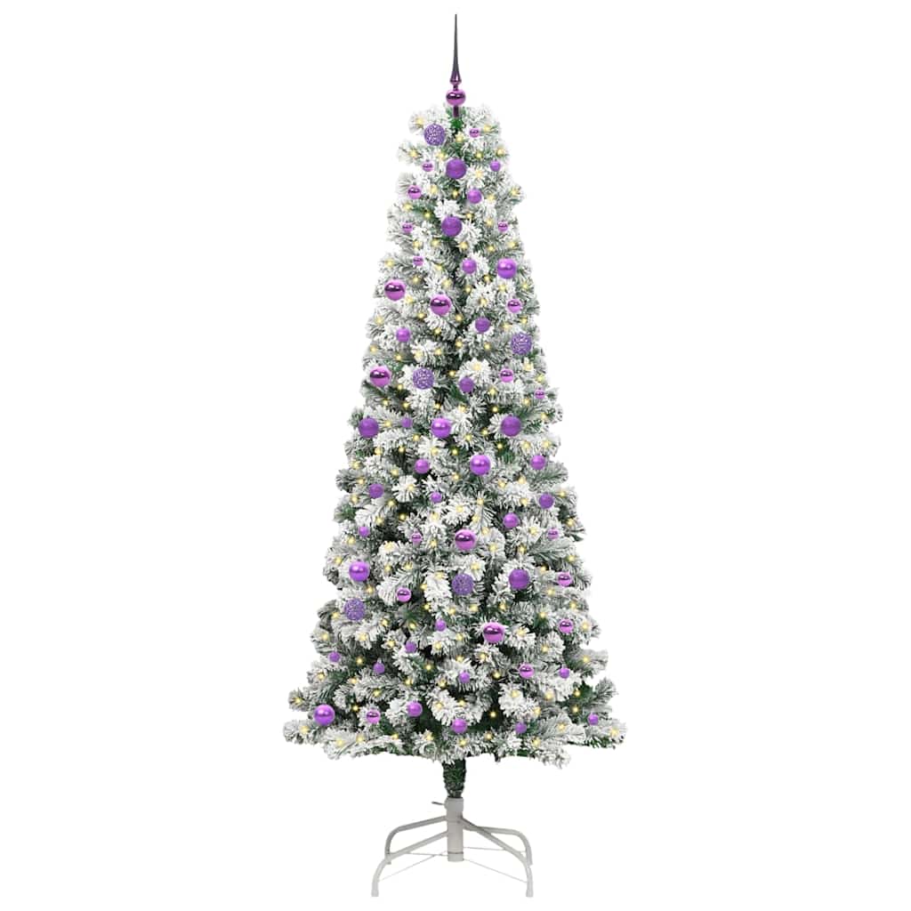 Kunstigt Hinged Juletræ 300 LED'er Grøn og Hvid 240 cm