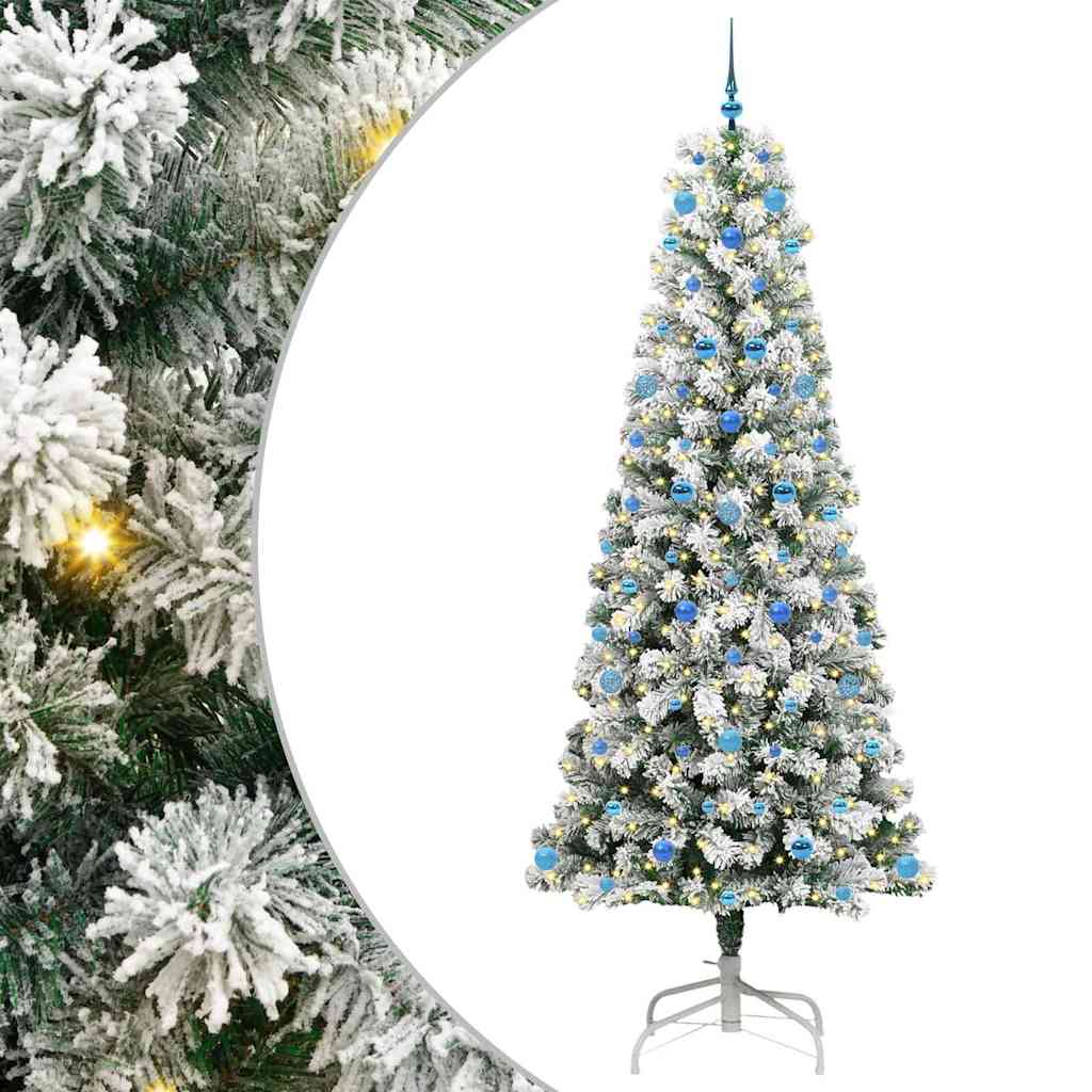 Kunstigt Hinged Juletræ 300 LED'er Grøn og Hvid 240 cm