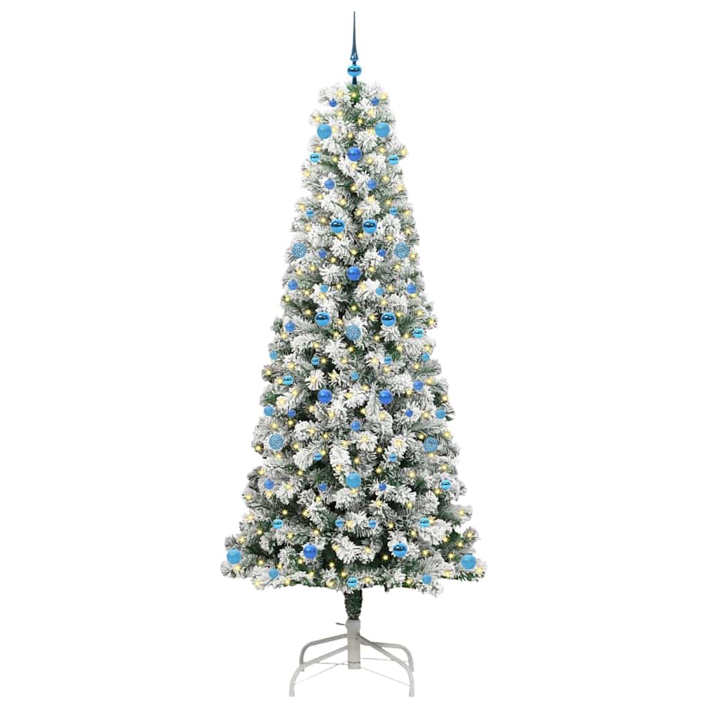 Kunstigt Hinged Juletræ 300 LED'er Grøn og Hvid 240 cm
