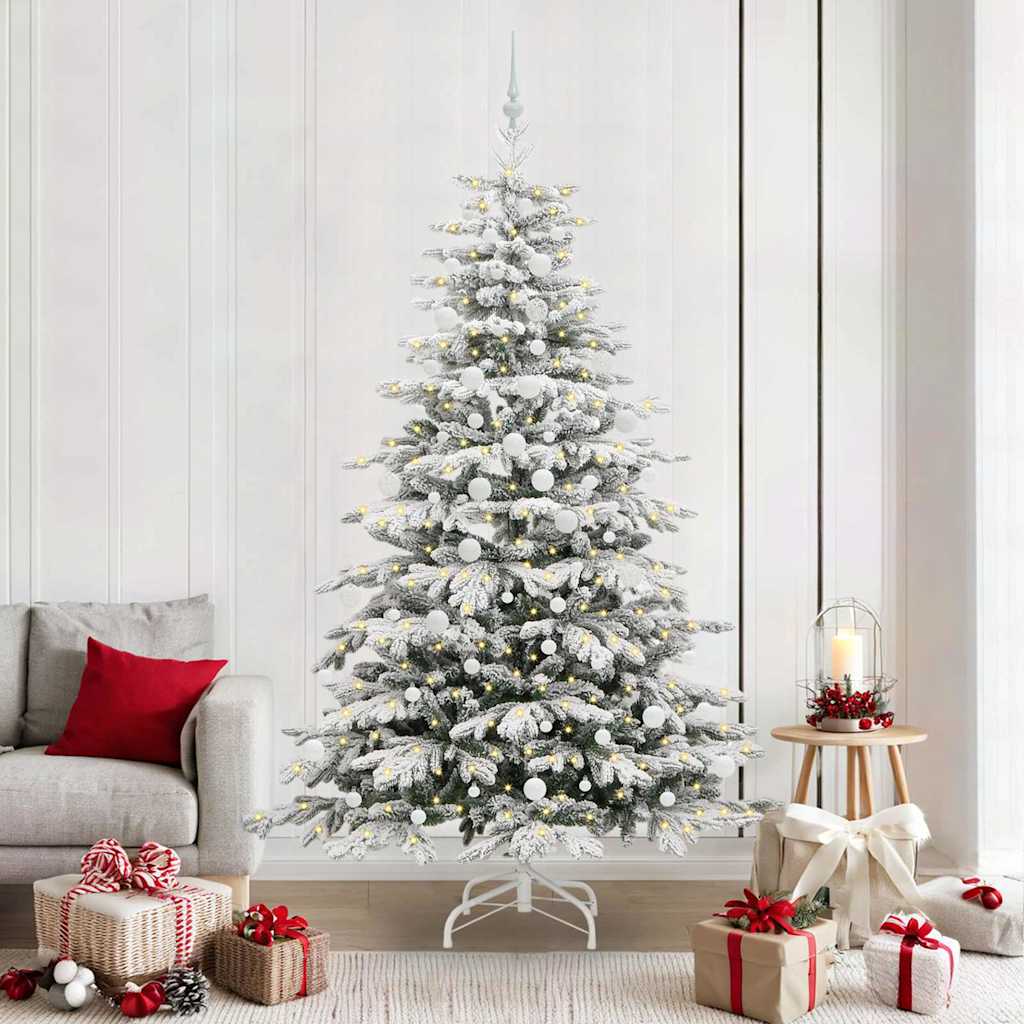 Kunstigt Hinged Juletræ Hvid 210 cm PE og PVC