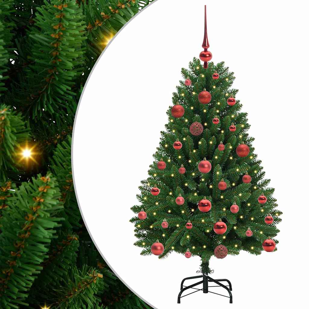 Kunstigt juletræ 120 cm 150 LED'er Varm hvid PVC og Stål Grøn